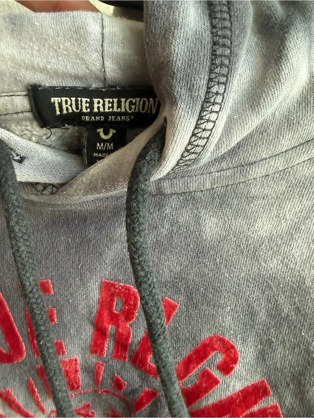 True Religion Mens Buddha Tie-Dye Gray Pullover Hoodie